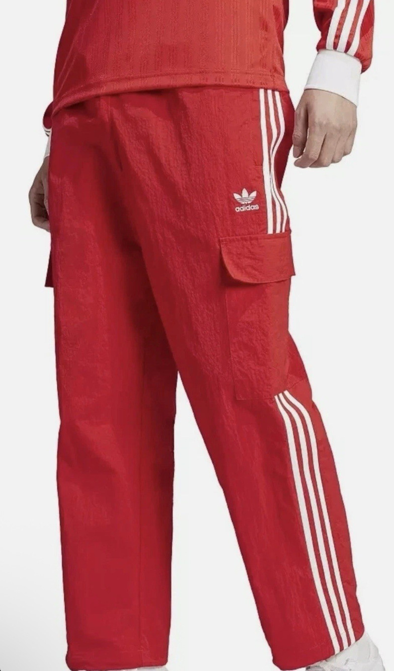 Adidas Originals 3-Stripes Cargo Jogger Pants Red White JN5446 Men’s Size L